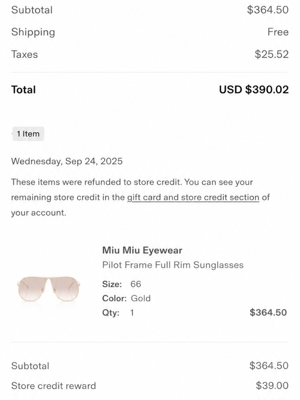 Miu Miu Gold Metal Aviator Sunglasses with Pink Lenses - Picture 9 of 9